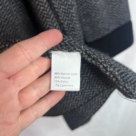 Benedetta B Cape Cardigan Merino Wool Blend Tweed Look Chevron Size Small - Picture 9 of 10